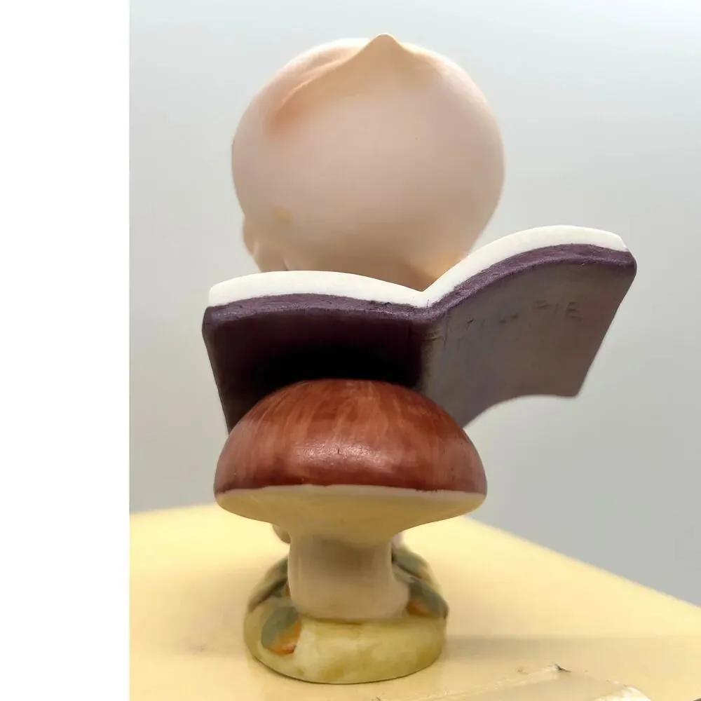 VTG Kato Kogei Rose O'Neill Monthly Kewpie Doll w/Book Sitting on Mushrooms, Box